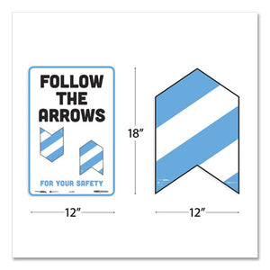 Besafe Messaging Education Floor Arrows And Wall Sign, Follow The Arrows For Your Safety, 12x18, White-blue, 6 Arrows, 1 Sign