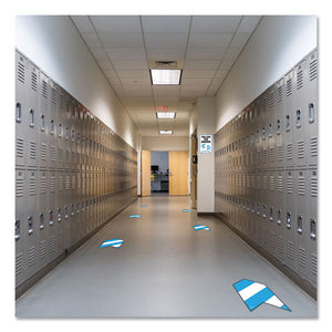 Besafe Messaging Education Floor Arrows And Wall Sign, Follow The Arrows For Your Safety, 12x18, White-blue, 6 Arrows, 1 Sign