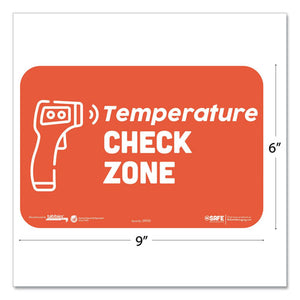 Besafe Messaging Education Wall Signs, 9 X 6,  "temperature Check Zone", 3-pack