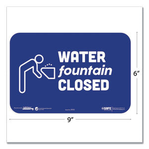 Besafe Messaging Education Wall Signs, 9 X 6,  "water Fountain Closed", 3-pack