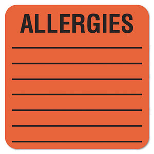 ESTAB40560 - Medical Labels For Allergies, 2 X 2, Orange, 500-roll