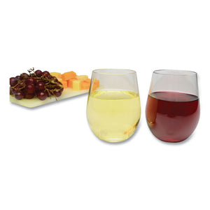 Plastic Stemless Wine Glasses, 12 Oz, Clear, 6-pack