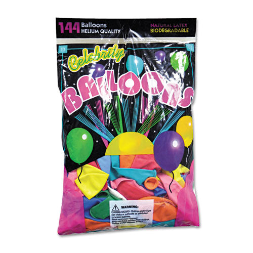ESTBL1200 - HELIUM QUALITY LATEX BALLOONS, 12 ASSORTED COLORS, 144-PACK