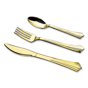 Gourmet Gold Assorted Plastic Cutlery, Mediumweight, 20 Forks, 15 Knives, 15 Spoons-pack