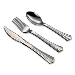 Sterling Assorted Plastic Cutlery, Mediumweight, Silver, 20 Forks, 15 Knives, 15 Spoons-pack