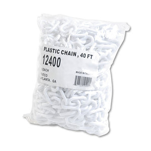 ESTCO12400 - Crowd Control Stanchion Chain, Plastic, 40ft, White