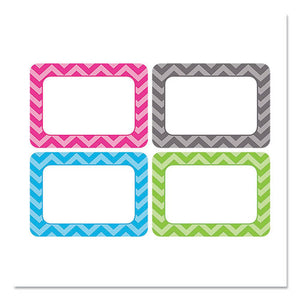 All Grade Self-adhesive Name Tags, 3.5 X 2.5, Chevron Border Design, Assorted Colors, 36-pack