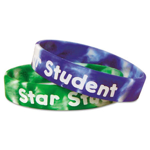 Two-toned Star Student Wristbands, 5 Designs, Assorted Colors, 10-pack