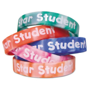 Two-toned Star Student Wristbands, 5 Designs, Assorted Colors, 10-pack