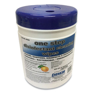 One Step Disinfectant Cleaning Wipes, Orange Scent, 8 X 6, White, 130-canister, 12 Canisters-carton