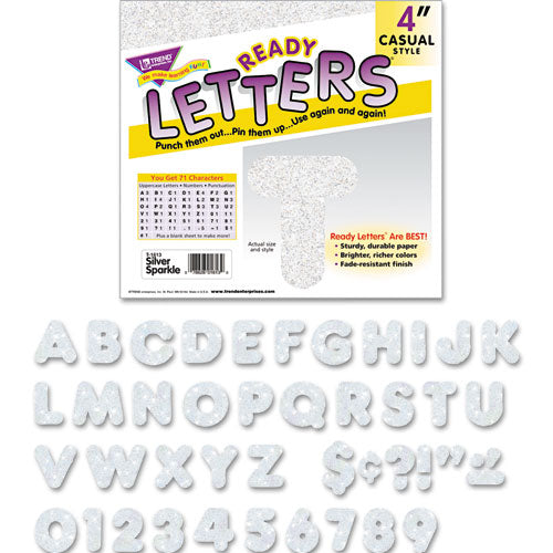 ESTEPT1613 - Ready Letters Sparkles Letter Set, Silver Sparkle, 4"h, 71-set