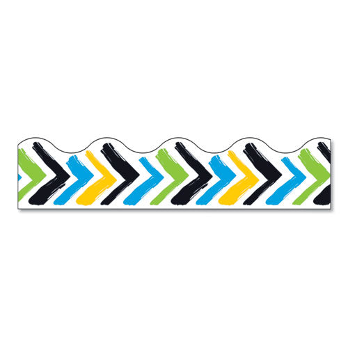 ESTEPT92645 - TERRIFIC TRIMMERS PRINT BOARD TRIM, 2 1-4" X 41", BOLD STROKES CHEVRON, ASSORTED