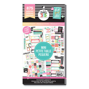 Mini Productivity Value Pack Stickers For Mini Happy Planner, Productivity Theme, Assorted Colors, 875 Stickers