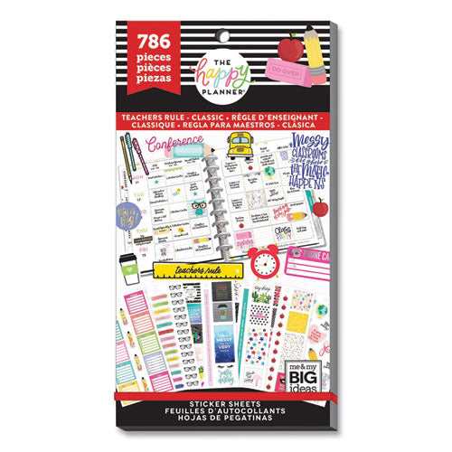 Teachers Rule Stickers For Happy Planner, Teaching Theme, Assorted Colors, 786 Stickers