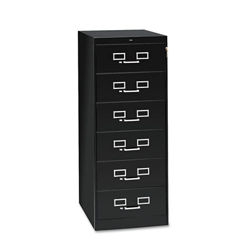 ESTNNCF669BK - Six-Drawer Multimedia Cabinet For 6 X 9 Cards, 21-1-4w X 52h, Black
