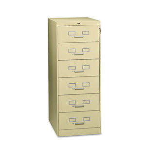 ESTNNCF669PY - Six-Drawer Multimedia Cabinet For 6 X 9 Cards, 21-1-4w X 52h, Putty