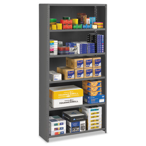 ESTNNESPC61236MGY - Closed Commercial Steel Shelving, Six-Shelf, 36w X 12d X 75h, Medium Gray