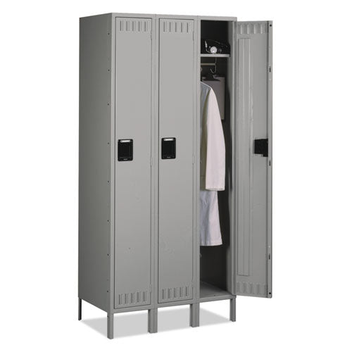 ESTNNSTS1218723MG - Single Tier Locker With Legs, Three Units, 36w X 18d X 78h, Medium Gray