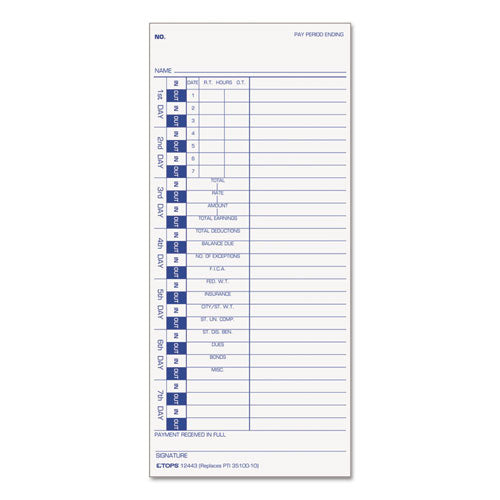 ESTOP12443 - Time Card For Pyramid, Weekly, 4 X 9, 100-pack