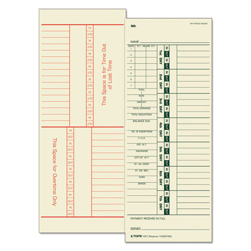 ESTOP1257 - Time Card For Acroprint-simplex, Weekly, Two-Sided, 3 1-2 X 9, 500-box