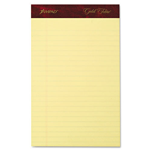 ESTOP20029 - Gold Fibre Writing Pads, Jr. Legal Rule, 5 X 8, Canary, 50 Sheets, 4-pack
