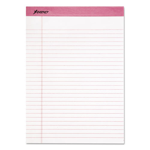 ESTOP20098 - Pink Writing Pad, Legal-wide, 8 1-2 X 11, Pink, 50 Sheets, 6-pack