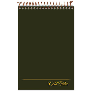 ESTOP20806 - Gold Fibre Spiral Steno Book, Gregg, 6 X 9, White-green, 100 Sheets