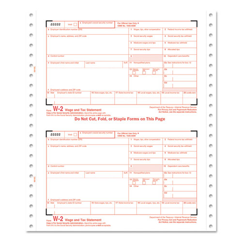 ESTOP2206C - W-2 Tax Forms, 6-Part Carbonless, 5 1-2 X 8 1-2, 24 W-2s & 1 W-3