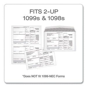 1099 Double Window Envelope, Commercial Flap, Gummed Closure, Contemporary Seam, 5.63 X 9, White, 24-pack