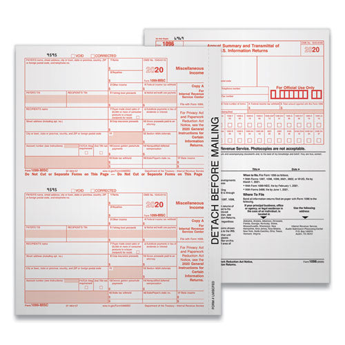 5-part 1099-nec Tax Forms, 8.5 X 11, 50-pack