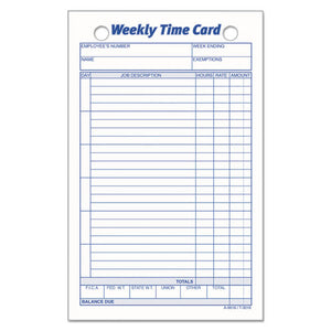 ESTOP3016 - Employee Time Card, Weekly, 4 1-4 X 6 3-4, 100-pack