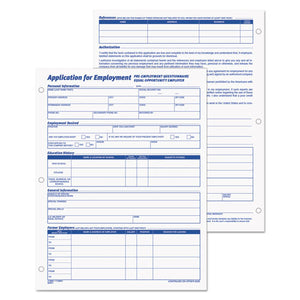 ESTOP32851 - Employee Application Form, 8 3-8 X 11, 50-pad, 2-pack