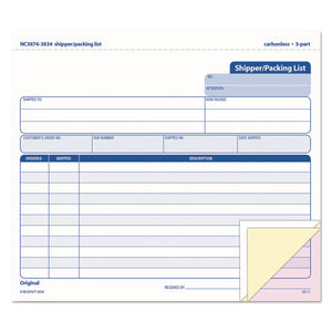 ESTOP3834 - Snap-Off Shipper-packing List, 8 1-2 X 7, Three-Part Carbonless, 50 Forms