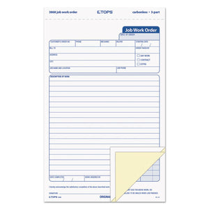 ESTOP3868 - Snap-Off Job Work Order Form, 5 2-3" X 8 5-8", Three-Part Carbonless, 50 Forms