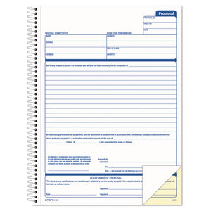 ESTOP41850 - Spiralbound Proposal Form Book, 8 1-2 X 11, Two-Part Carbonless, 50 Sets-book