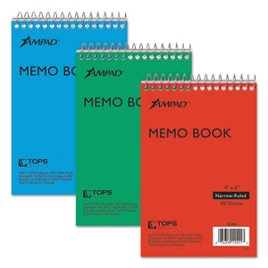 ESTOP45094 - Wirebound Pocket Memo Book, Narrow, 6 X 4, White, 40 Sheets, 3-pack