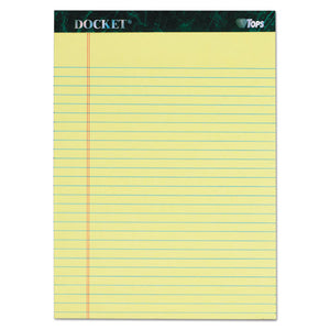 ESTOP63406 - Docket Ruled Perforated Pads, 8 1-2 X 11 3-4, Canary, 50 Sheets, 6-pack
