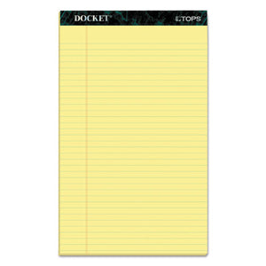 ESTOP63580 - Docket Ruled Perforated Pads, 8 1-2 X 14, Canary, 50 Sheets, Dozen