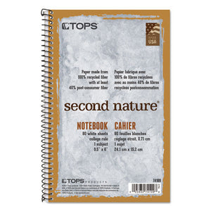 ESTOP74109 - Second Nature Subject Wire Notebook, College-medium, 9 1-2 X 6, White, 80 Sheets