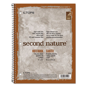 Second Nature 1-subject Wirebound Notebook, 4 Sq-in Quadrille Rule, 11 X 8.5, White, 80 Sheets