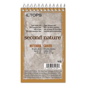 ESTOP74135 - Second Nature Subject Wirebound Notebook, Narrow, 3 X 5, White, 50 Sheets