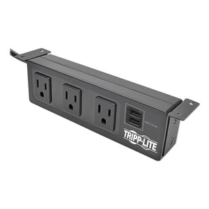 Protect It! 3-outlet Surge Protector With Mounting Brackets, 10 Ft Cord, 510 Joules, Black