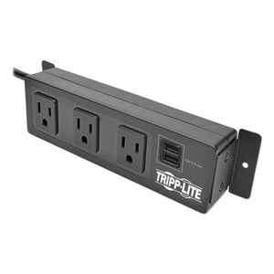 Protect It! 3-outlet Surge Protector With Mounting Brackets, 10 Ft Cord, 510 Joules, Black