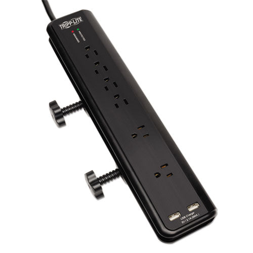 ESTRPTLP606DMUSB - Protect It! Surge Suppressor, 6 Outlets, 6 Ft Cord, 2100 Joules, Black