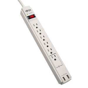 ESTRPTLP606USB - Protect It! Surge Suppressor, 6 Outlets, 6 Ft Cord, 990 Joules, Cool Gray