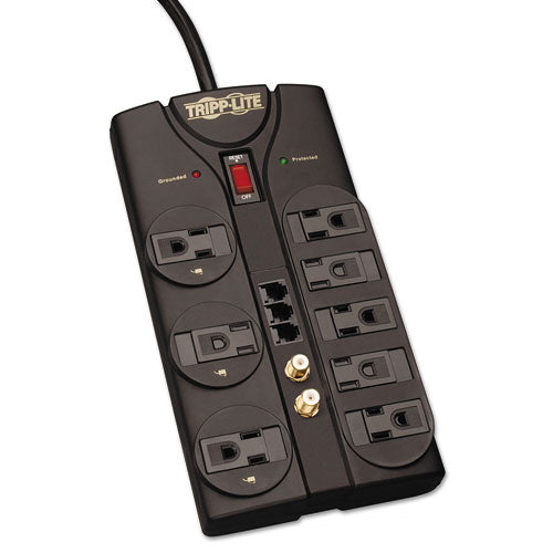 ESTRPTLP808TELTV - Tlp808teltv Surge Suppressor, 8 Outlets, 8 Ft Cord, 2160 Joules, Dark Gray