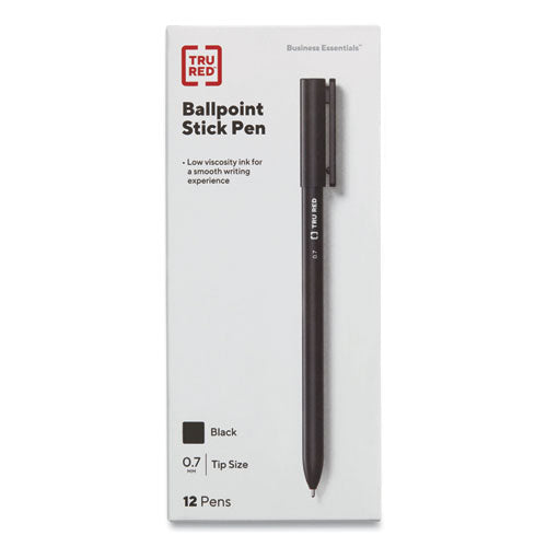 Ballpoint Pen, Stick, Fine 0.7 Mm, Black Ink, Black Barrel, Dozen