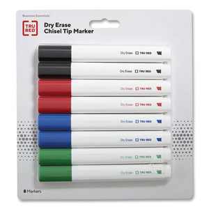 Tank Style Dry Erase Marker, Medium Chisel Tip, Assorted Colors, 8-pack