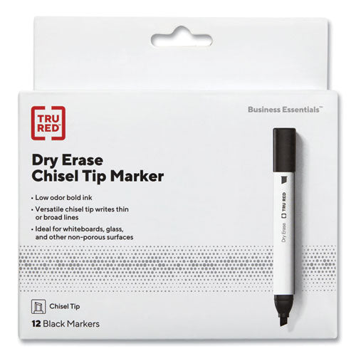 Tank Style Dry Erase Marker, Medium Chisel Tip, Black, Dozen