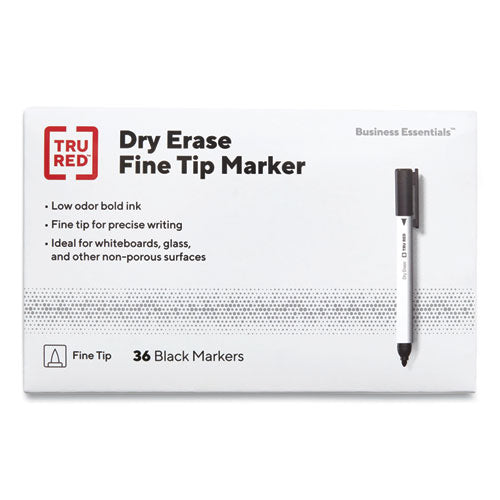 Pen Style Dry Erase Marker, Fine Bullet Tip, Black, Dozen